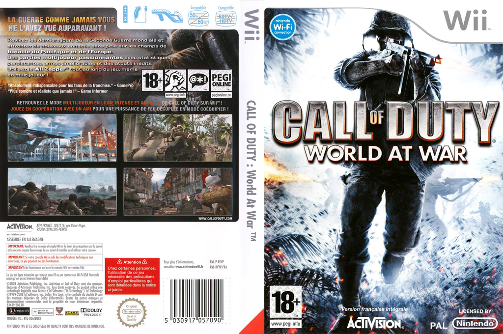 call of duty world at war wii – jaquette dépliée Nintendo Wii
