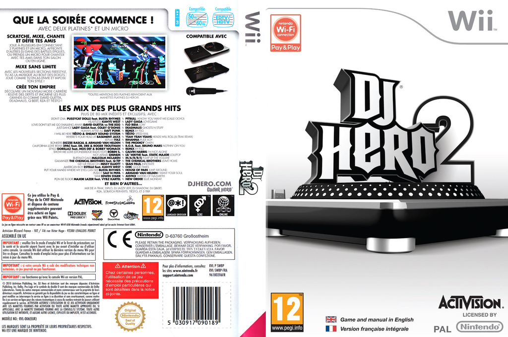 dj hero 2 wii – jaquette dépliée Nintendo Wii