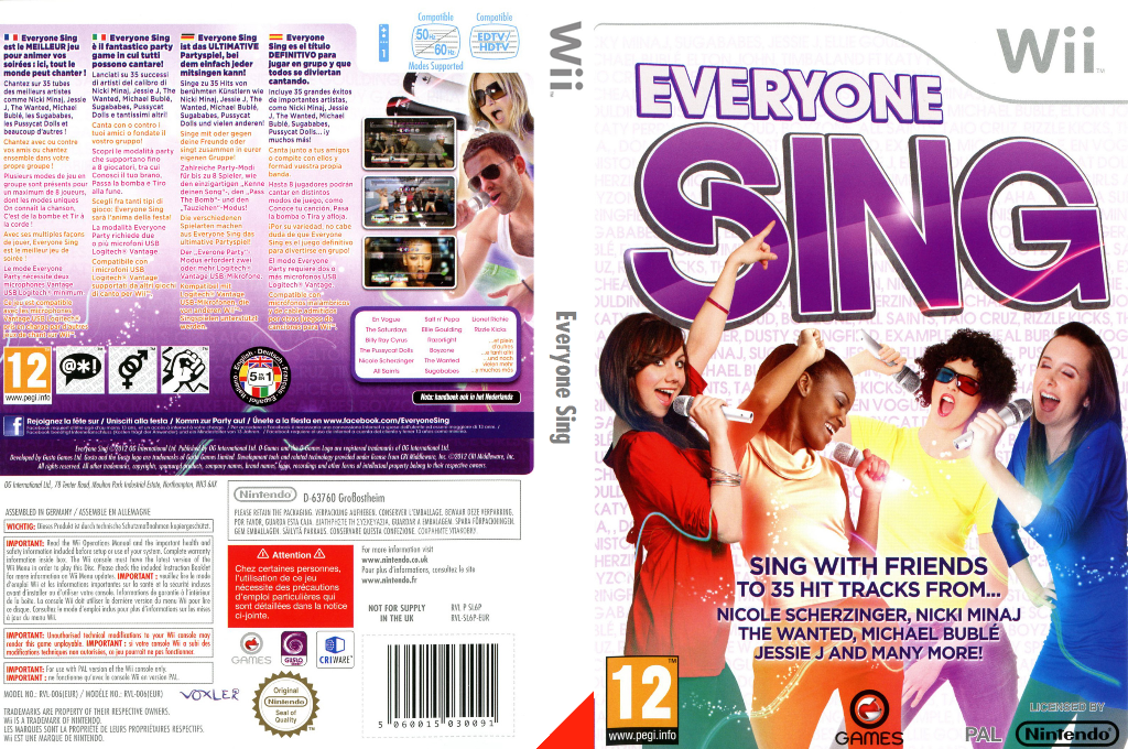 everyone sing wii – jaquette dépliée Nintendo Wii