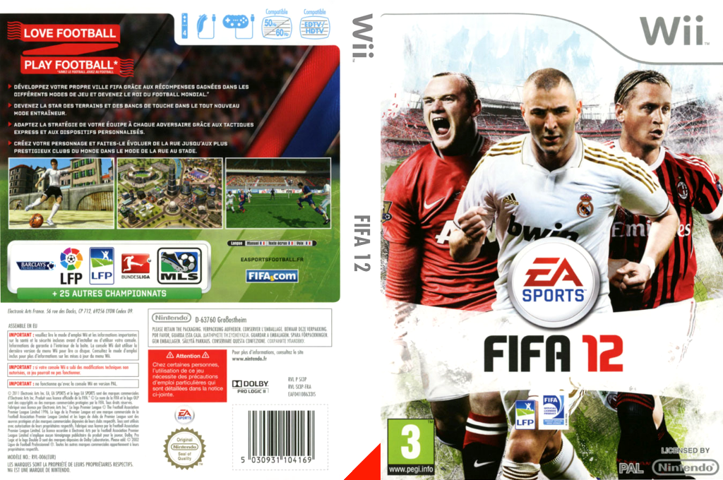 fifa 12 wii – jaquette dépliée Nintendo Wii