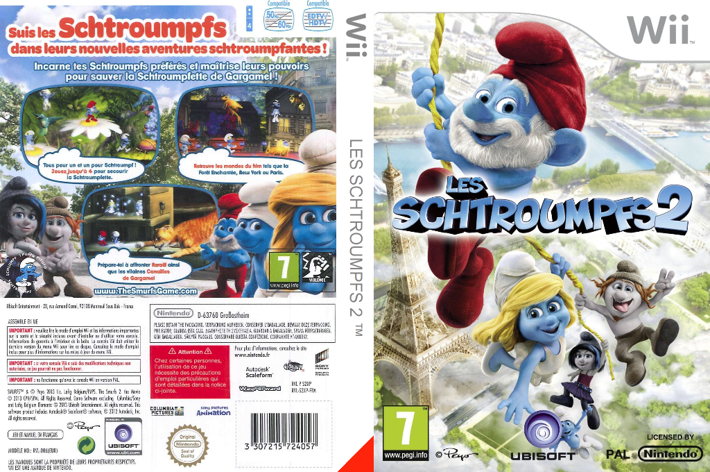 les schtroumpfs 2 wii – jaquette dépliée Nintendo Wii