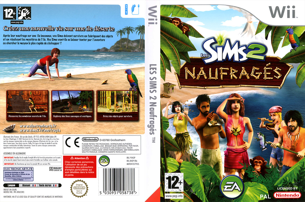 les sims 2 naufrages wii – jaquette dépliée Nintendo Wii