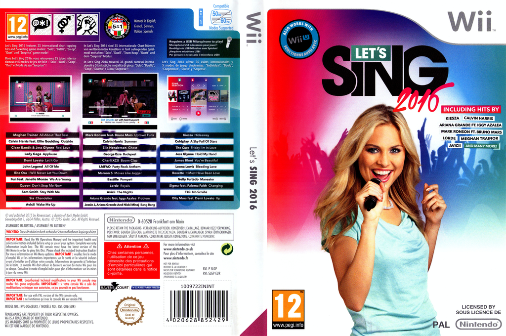 let sing 2016 hits francais wii – jaquette dépliée Nintendo Wii