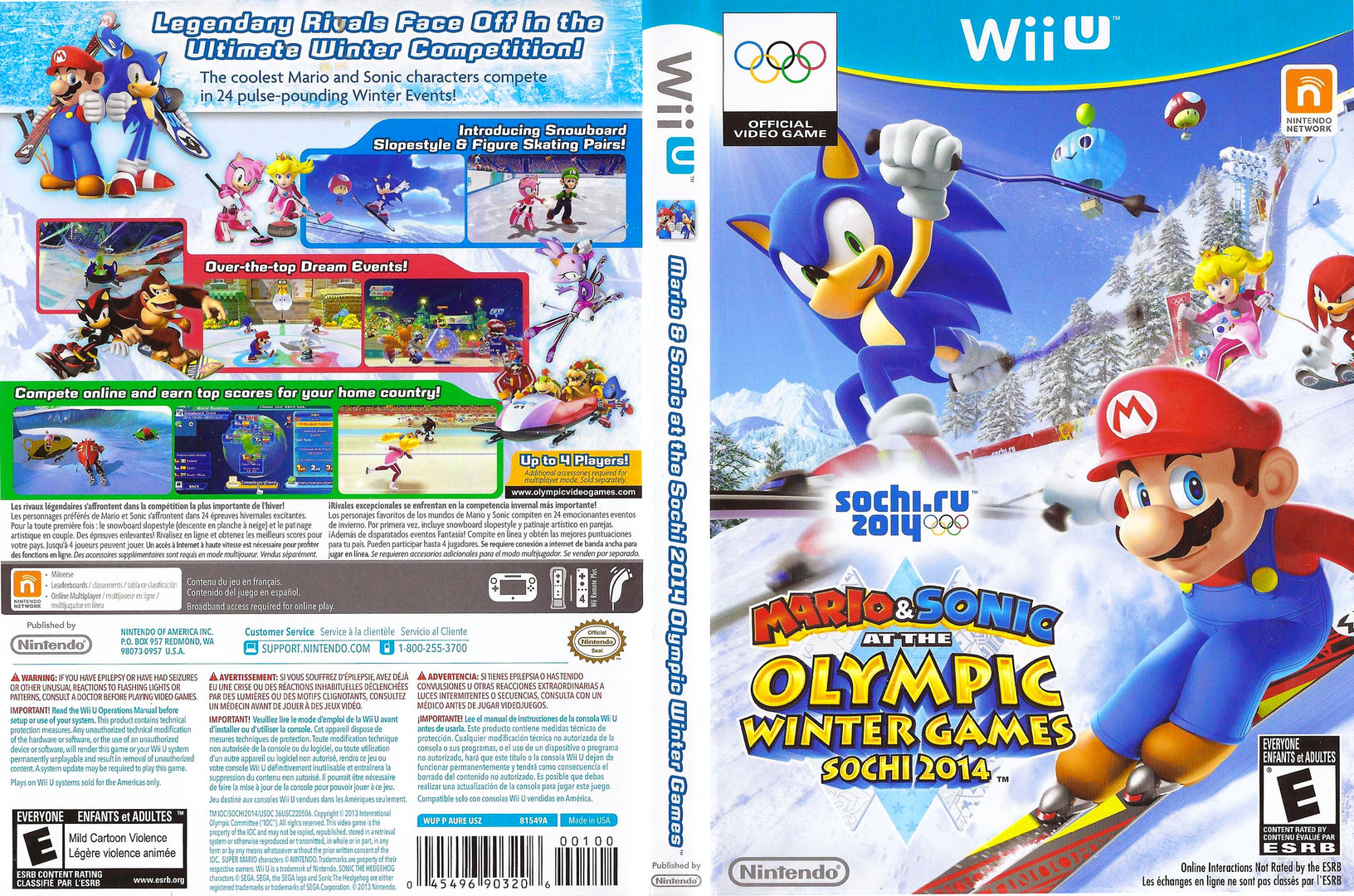 mario sonic at the sochi 2014 olympic wii u – jaquette dépliée Nintendo Wii