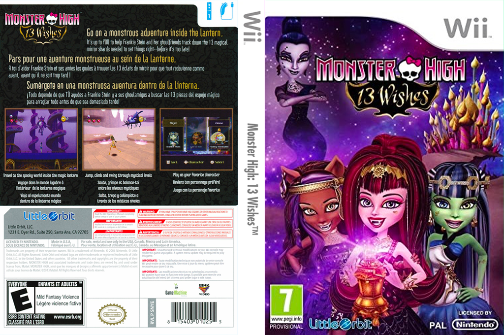 monster high 13 souhaits wii – jaquette dépliée Nintendo Wii