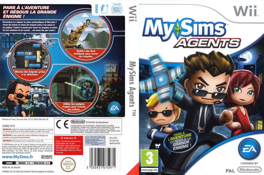 mysims agents wii – jaquette dépliée Nintendo Wii
