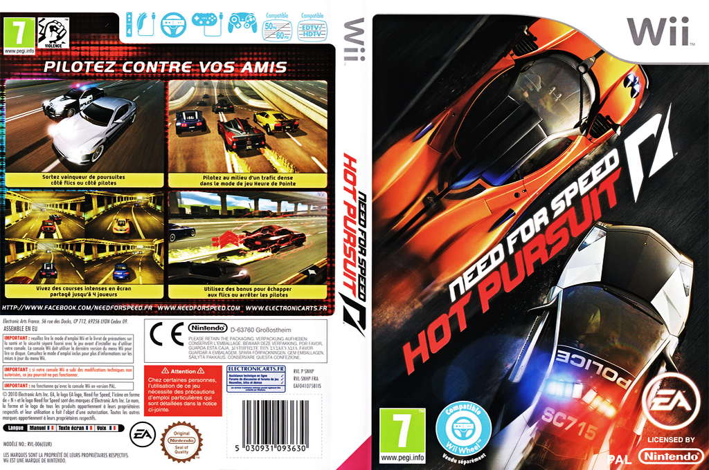 need for speed hot pursuit wii – jaquette dépliée Nintendo Wii