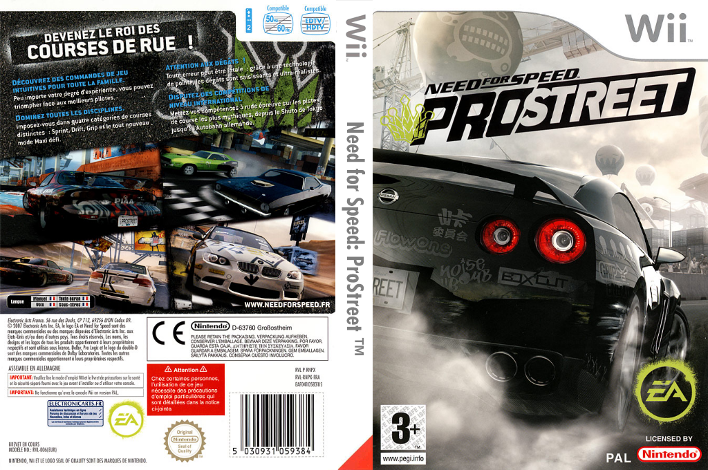 need for speed pro street wii – jaquette dépliée Nintendo Wii