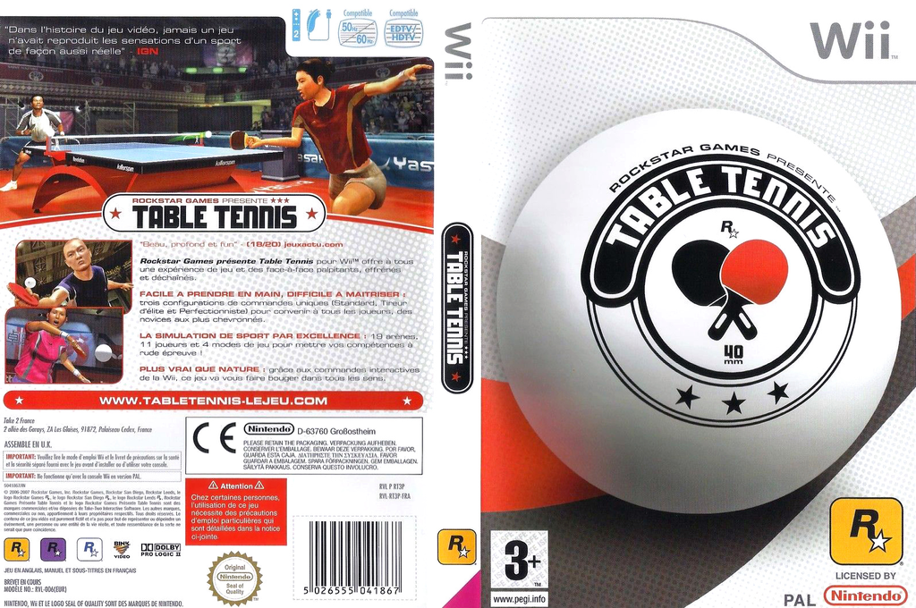 rockstar games presents table tennis wii – jaquette dépliée Nintendo Wii