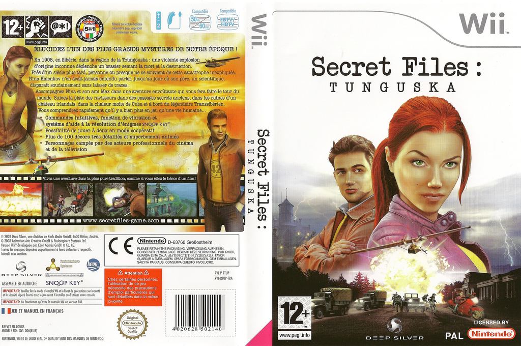 secret files tunguska wii – jaquette dépliée Nintendo Wii