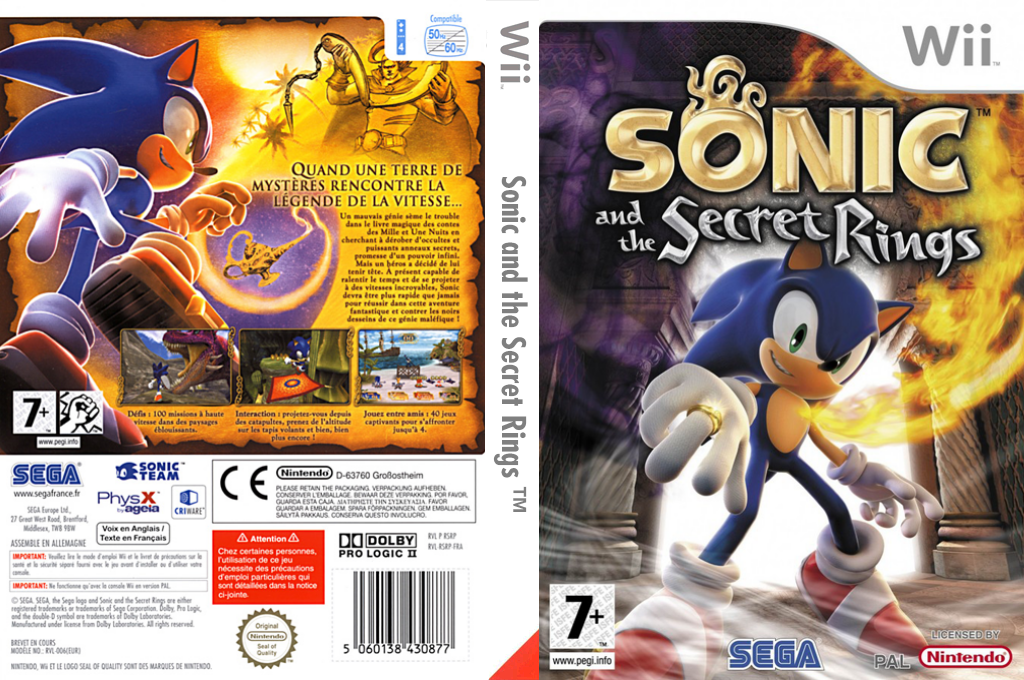 sonic and the secret rings wii – jaquette dépliée Nintendo Wii