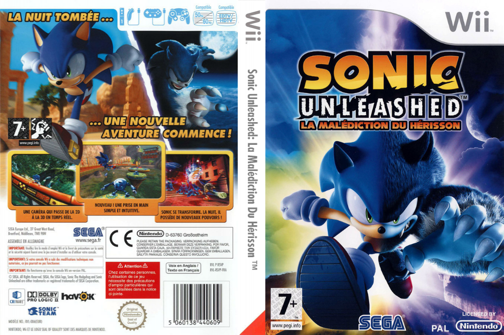 sonic unleashed la malediction du wii – jaquette dépliée Nintendo Wii
