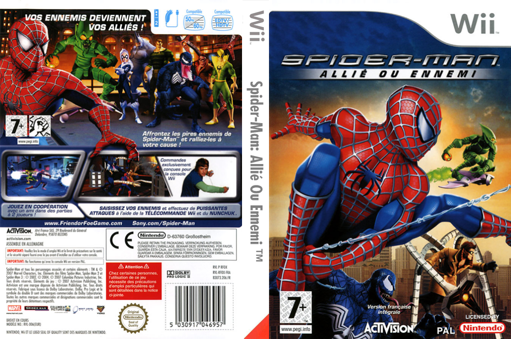 spider man allie ou ennemi wii – jaquette dépliée Nintendo Wii