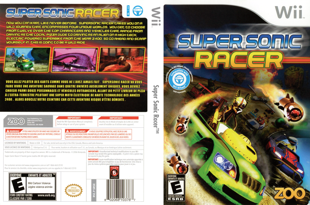 supersonic racer wii – jaquette dépliée Nintendo Wii