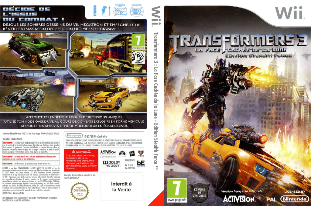 transformers 3 la face cachee de lune 2 wii – jaquette dépliée Nintendo Wii