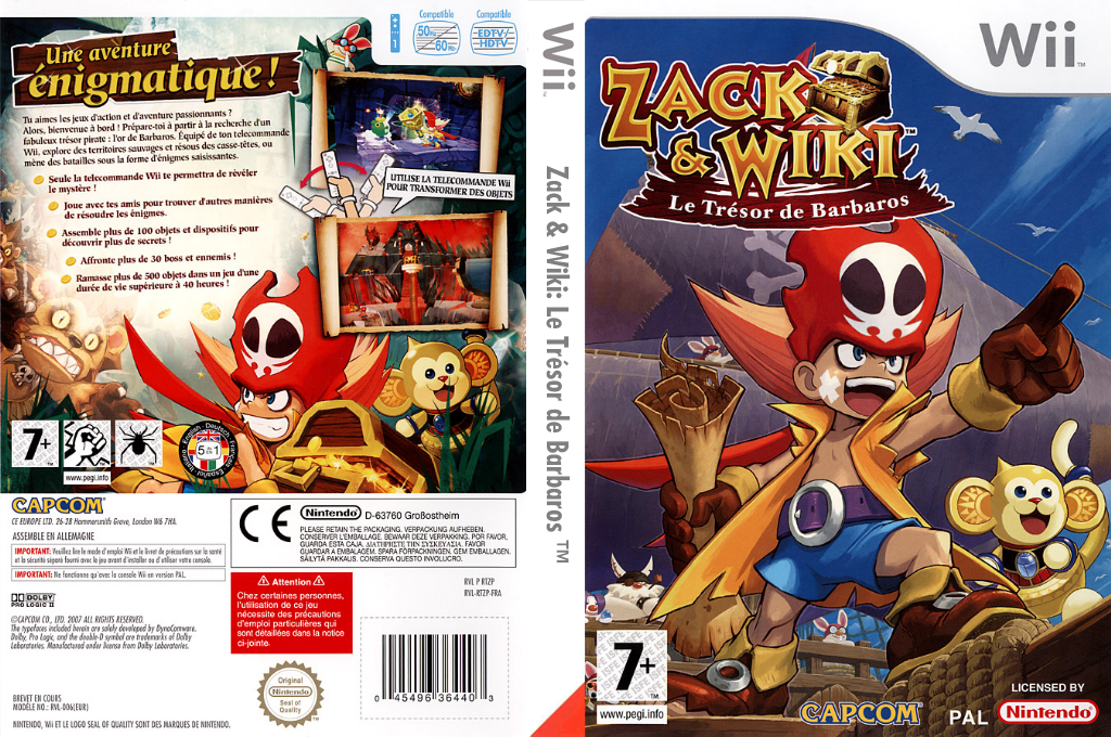 zack wiki le tresor de barbaros wii – jaquette dépliée Nintendo Wii