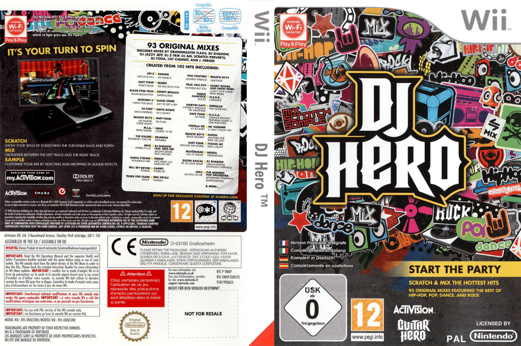 Dj Hero Wii – jaquette dépliée Nintendo Wii