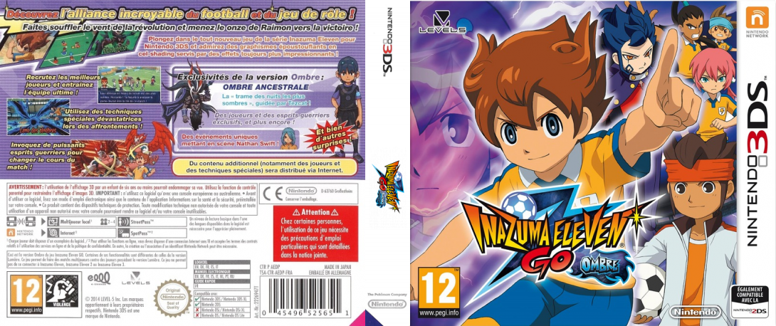 inazuma eleven go ombre 3ds – jaquette dépliée Nintendo Wii