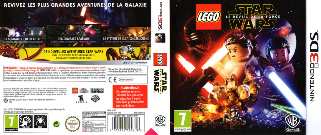 lego star wars le reveil de la force 3ds – jaquette dépliée Nintendo Wii
