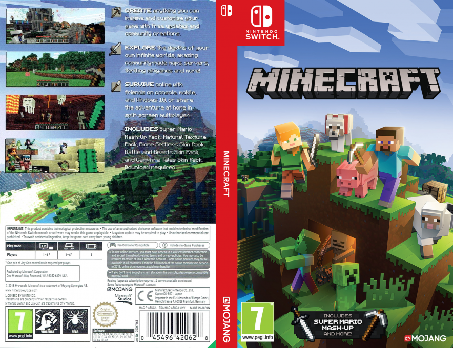 minecraft switch – jaquette dépliée Nintendo Wii