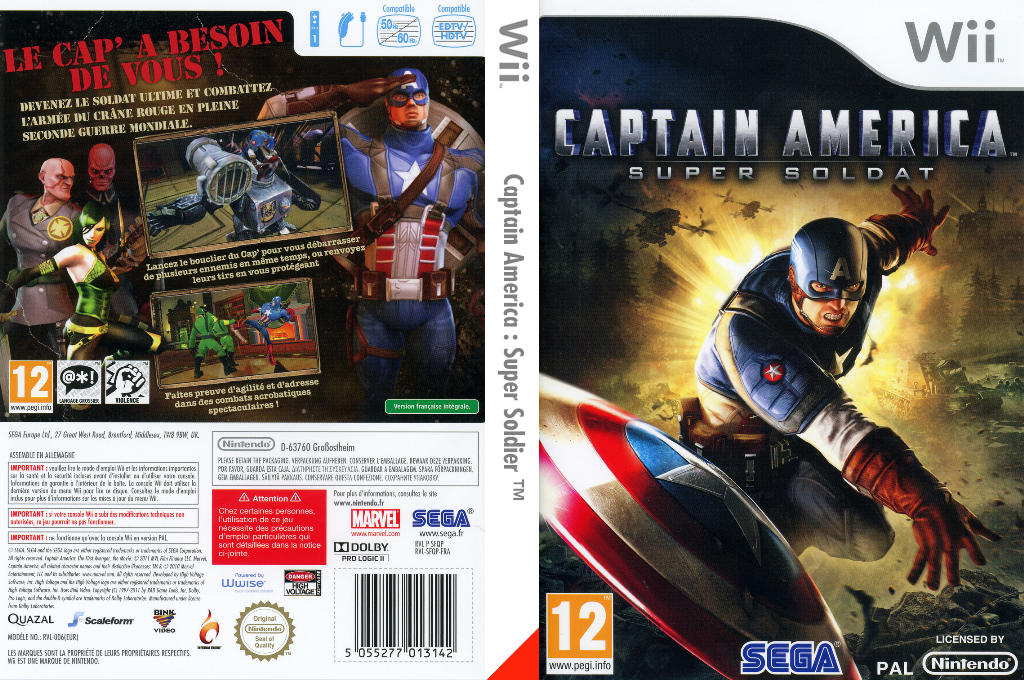 captain america super soldat wii – jaquette dépliée Nintendo Wii