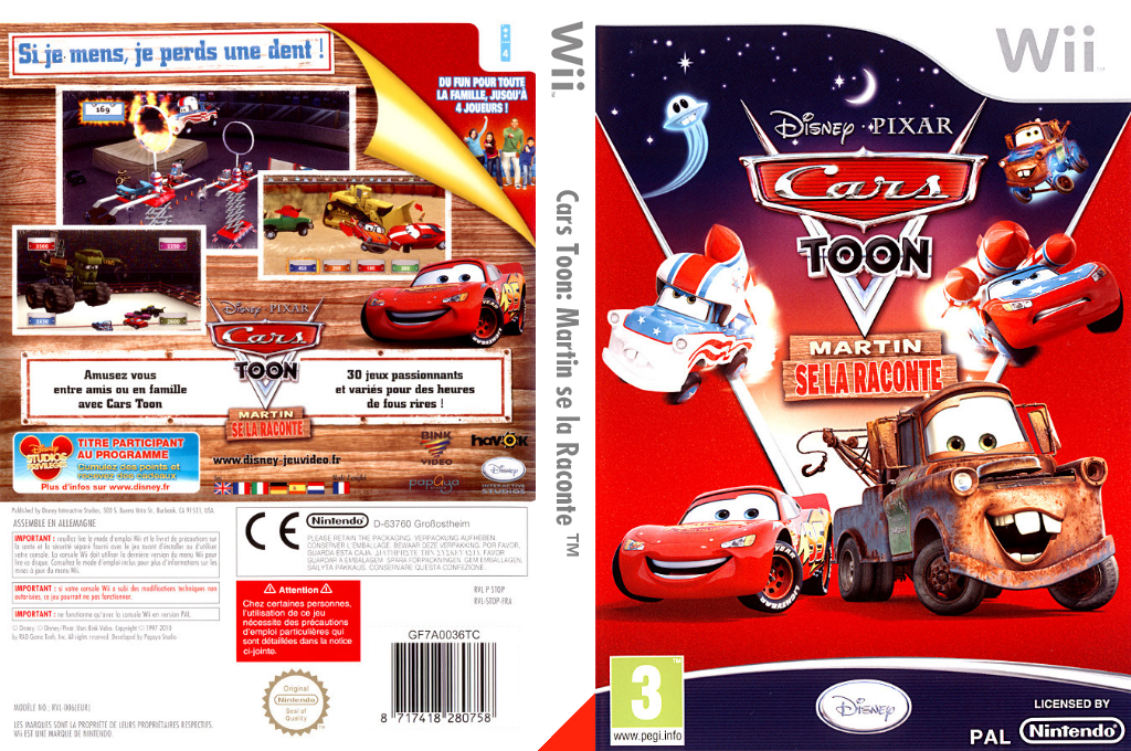 disney pixar cars toon martin se la wii – jaquette dépliée Nintendo Wii