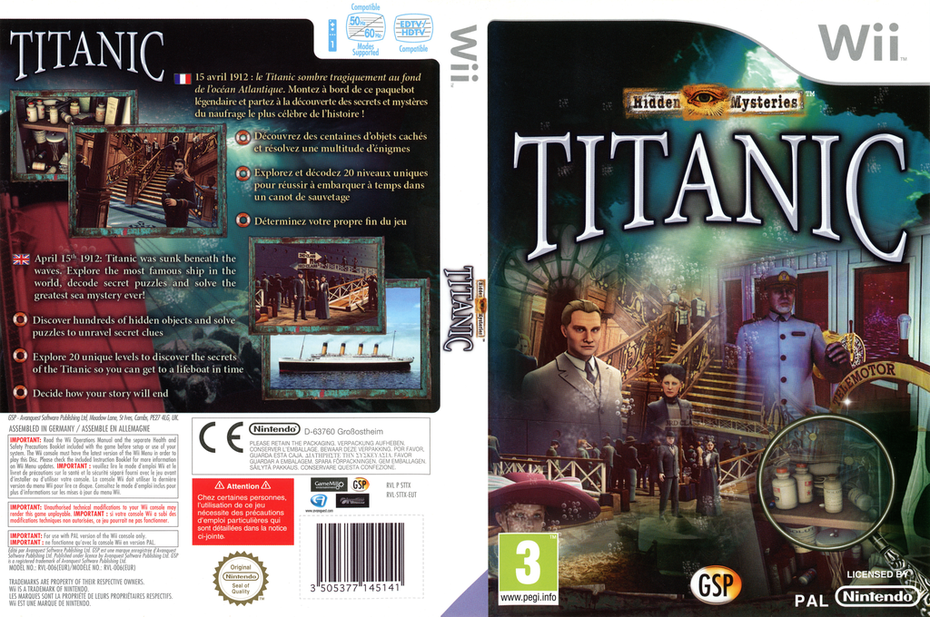 hidden mysteries titanic wii – jaquette dépliée Nintendo Wii