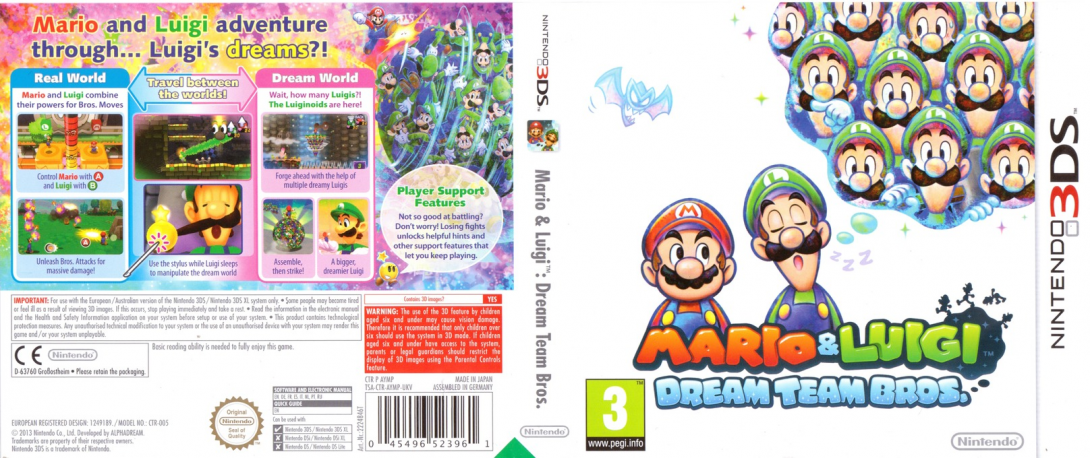 mario luigi dream team bros 3ds – jaquette dépliée Nintendo Wii