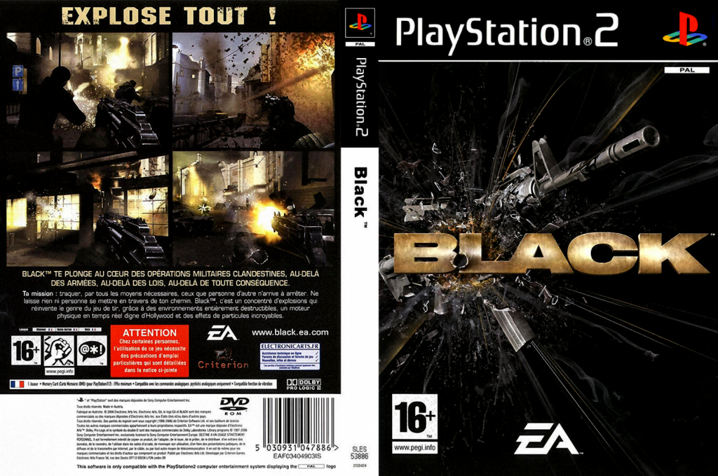 black ps2 – jaquette dépliée Nintendo Wii
