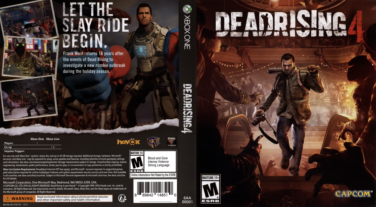 dead rising 4 xbox one – jaquette dépliée Nintendo Wii