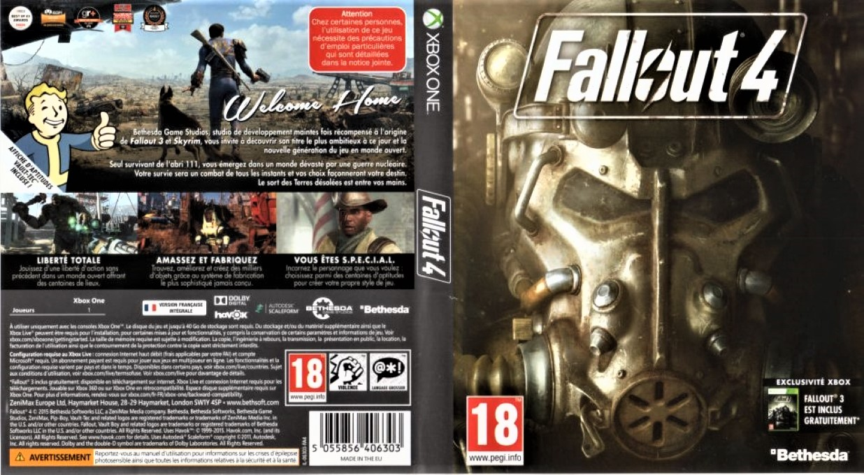 fallout 4 xbox one – jaquette dépliée Nintendo Wii