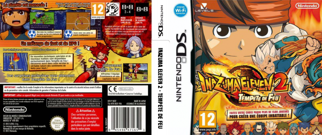 inazuma eleven 2 tempete de feu ds – jaquette dépliée Nintendo Wii