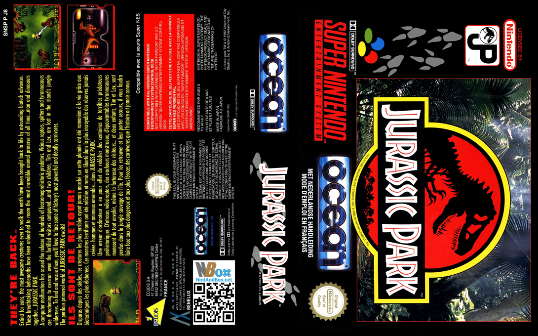 jurassic park snes – jaquette dépliée Super Nintendo