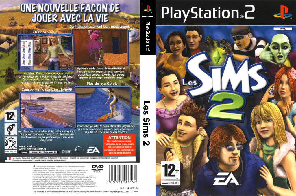 les sims 2 ps2 – jaquette dépliée Nintendo Wii