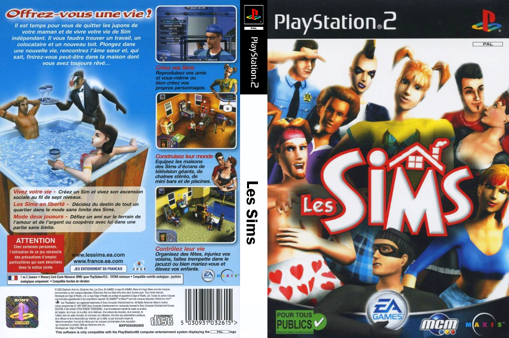 les sims ps2 – jaquette dépliée Nintendo Wii