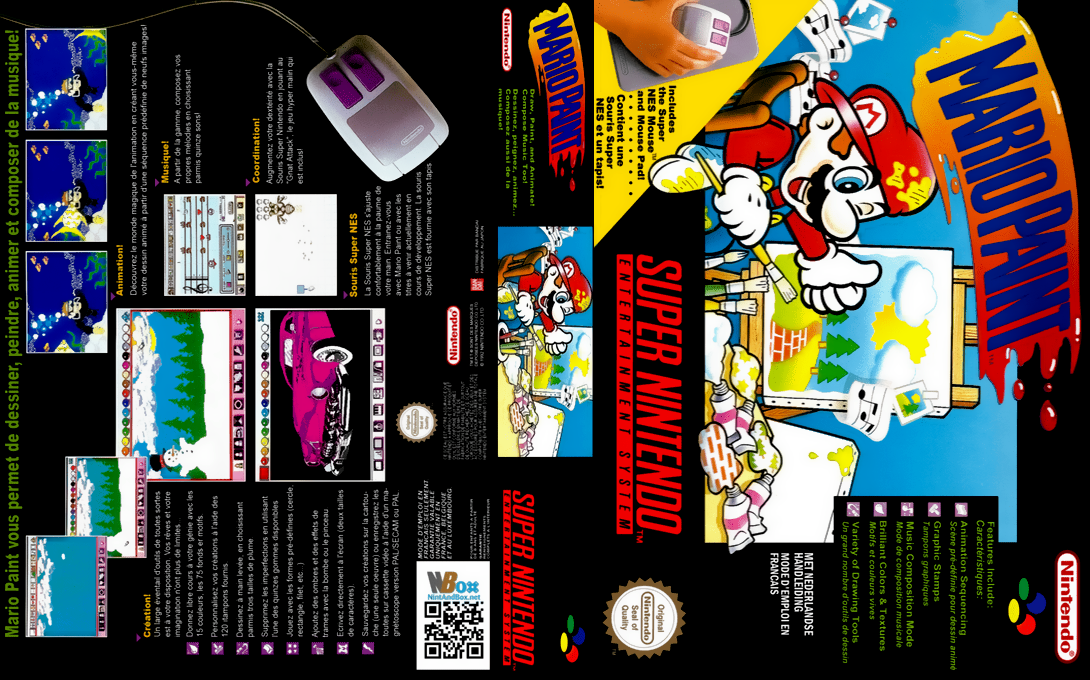 mario paint snes – jaquette dépliée Super Nintendo