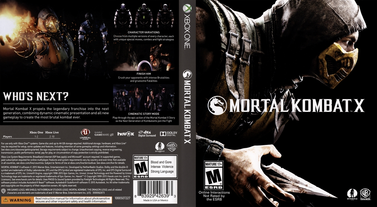 mortal kombat xbox one – jaquette dépliée Nintendo Wii