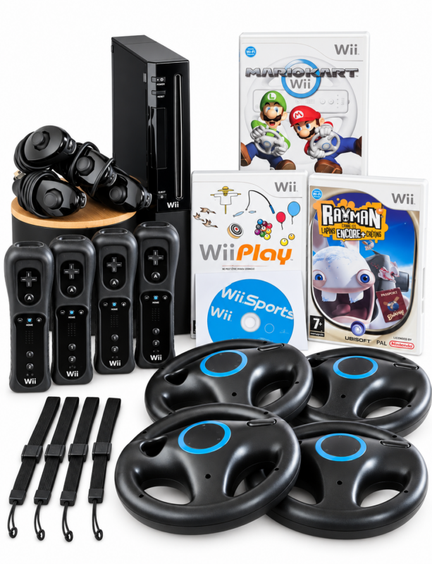 Nintendo Wii Noir Mega Pack pour 4 Personnes console Nintendo testée très bon état