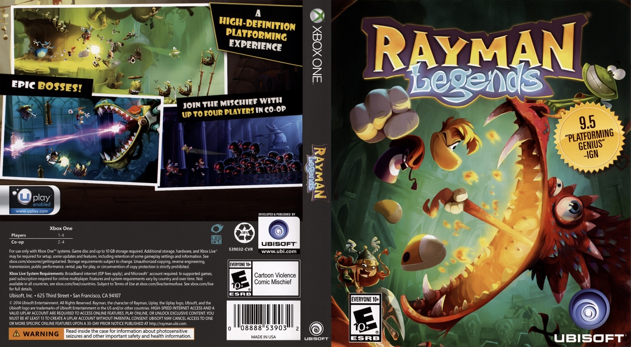 rayman legends xbox one – jaquette dépliée Nintendo Wii