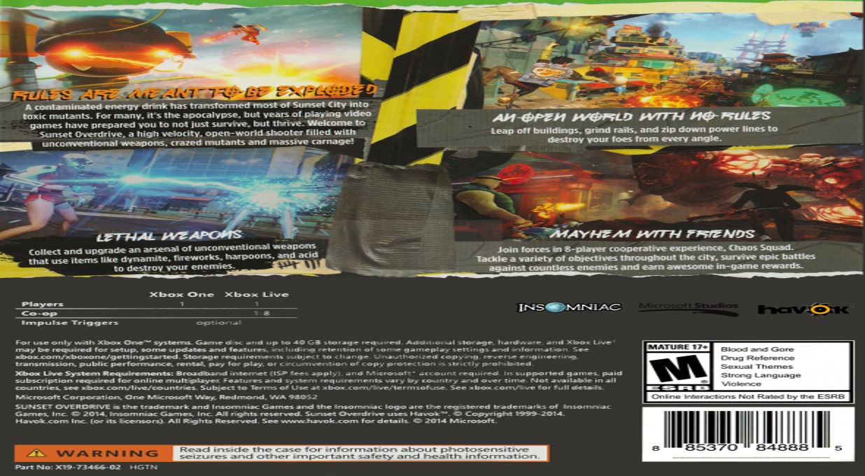 sunset overdrive xbox one – jaquette dépliée Nintendo Wii