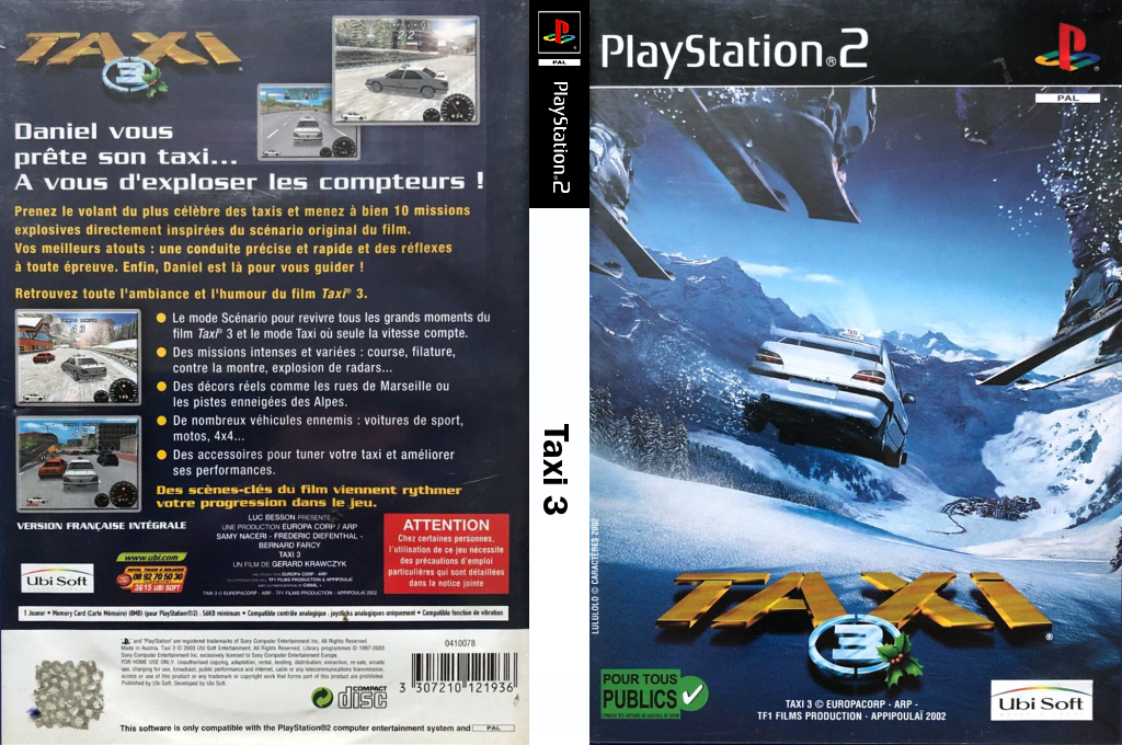 taxi 3 ps2 – jaquette dépliée Nintendo Wii