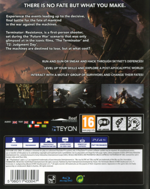 terminator resistance ps4 – jaquette arrière Nintendo Wii