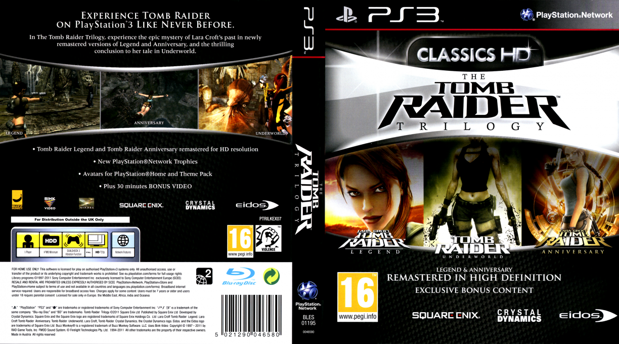 tomb raider trilogy ps3 – jaquette dépliée Nintendo Wii