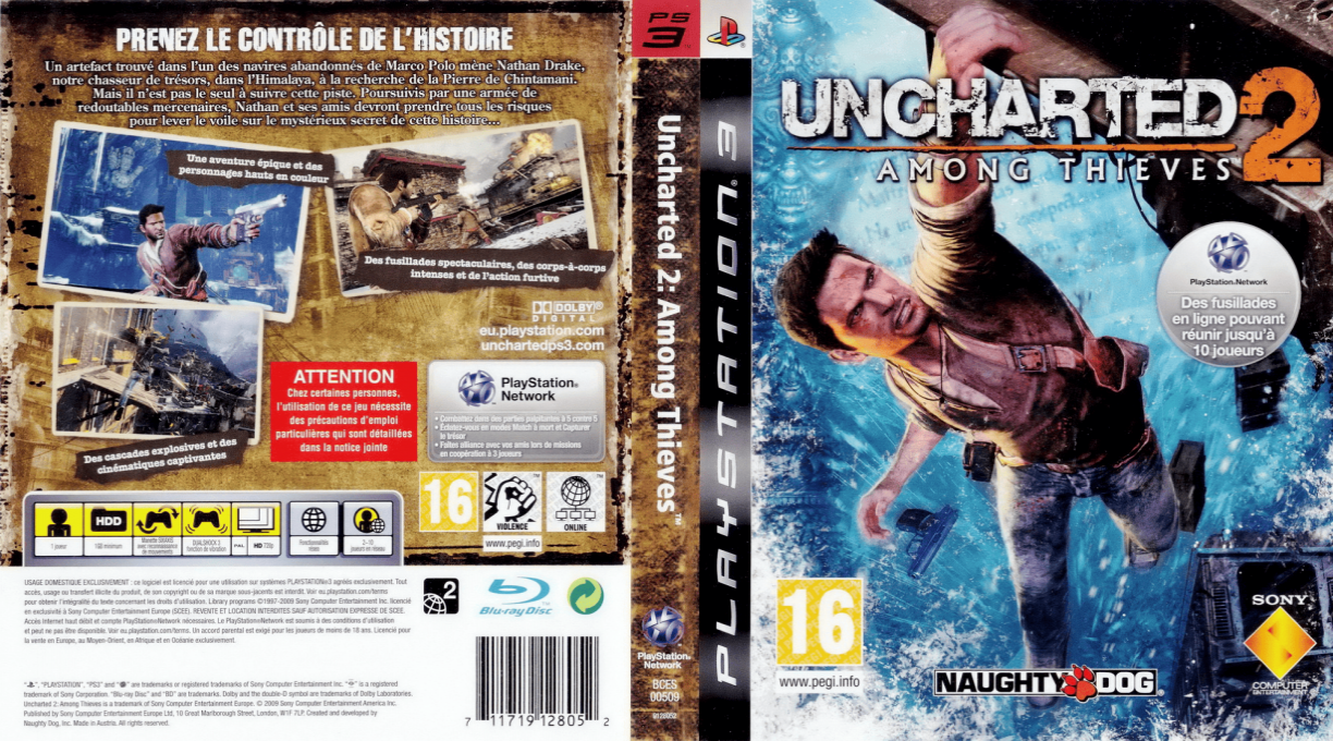 uncharted 2 among thieves ps3 – jaquette dépliée Nintendo Wii